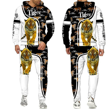 🔥 Bold 3D Tiger Printed Hoodie & Pants Set – Unleash Your Wild Side! 🐯