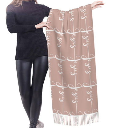 Stay Warm in Style: Jesus 'The Way, The Truth, The Life' Tassel Scarf