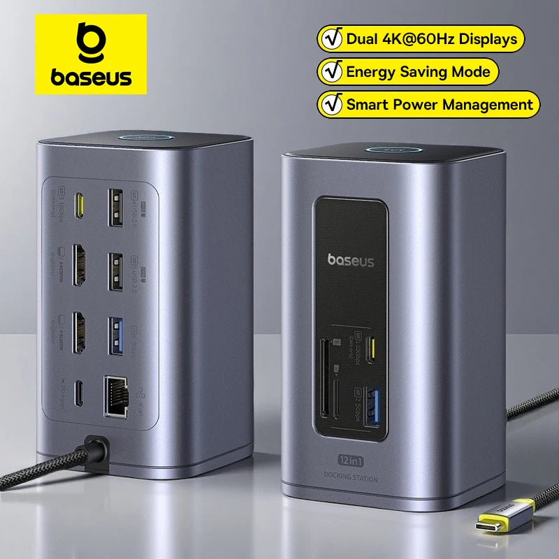⚡ Expand Your Power – Baseus 12-in-1 USB-C Hub with Dual 4K HDMI & 100W PD Docking Station