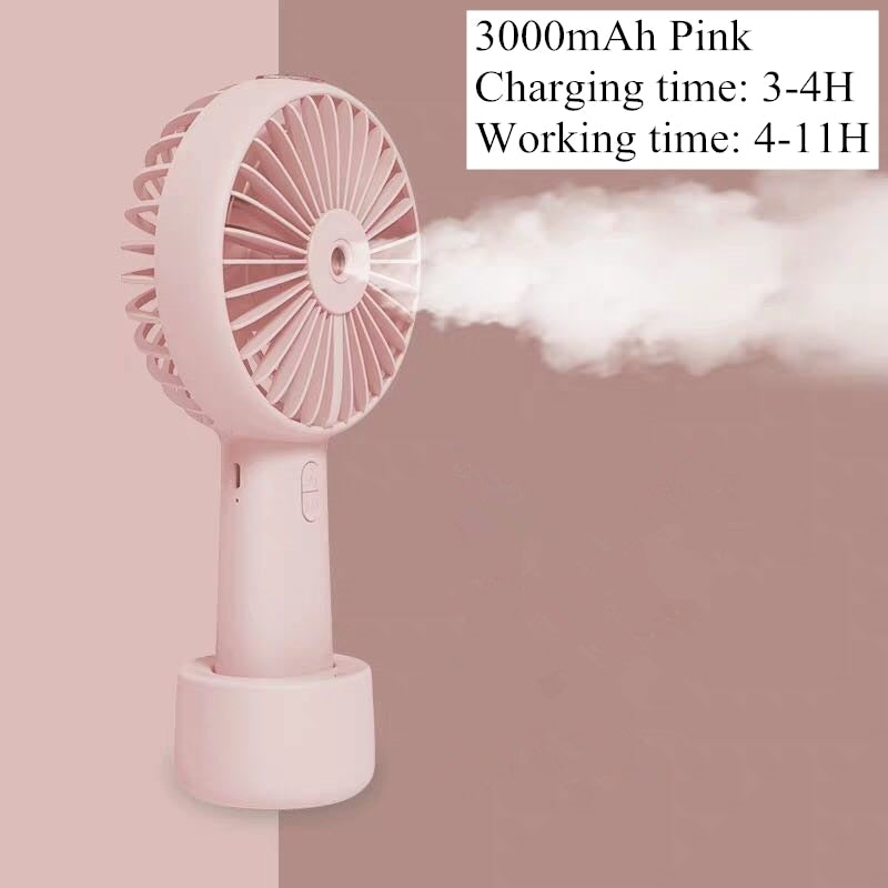 Battery Portable Water Spray Mist Fan Electric USB Rechargeable Handheld Mini Fan Cooling Air Conditioner Humidifier for Outdoor