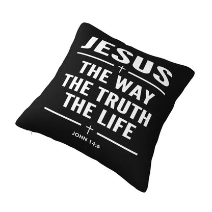 Modern Faith Meets Home Comfort: Jesus 'The Way, The Truth, The Life' Cushion Cover