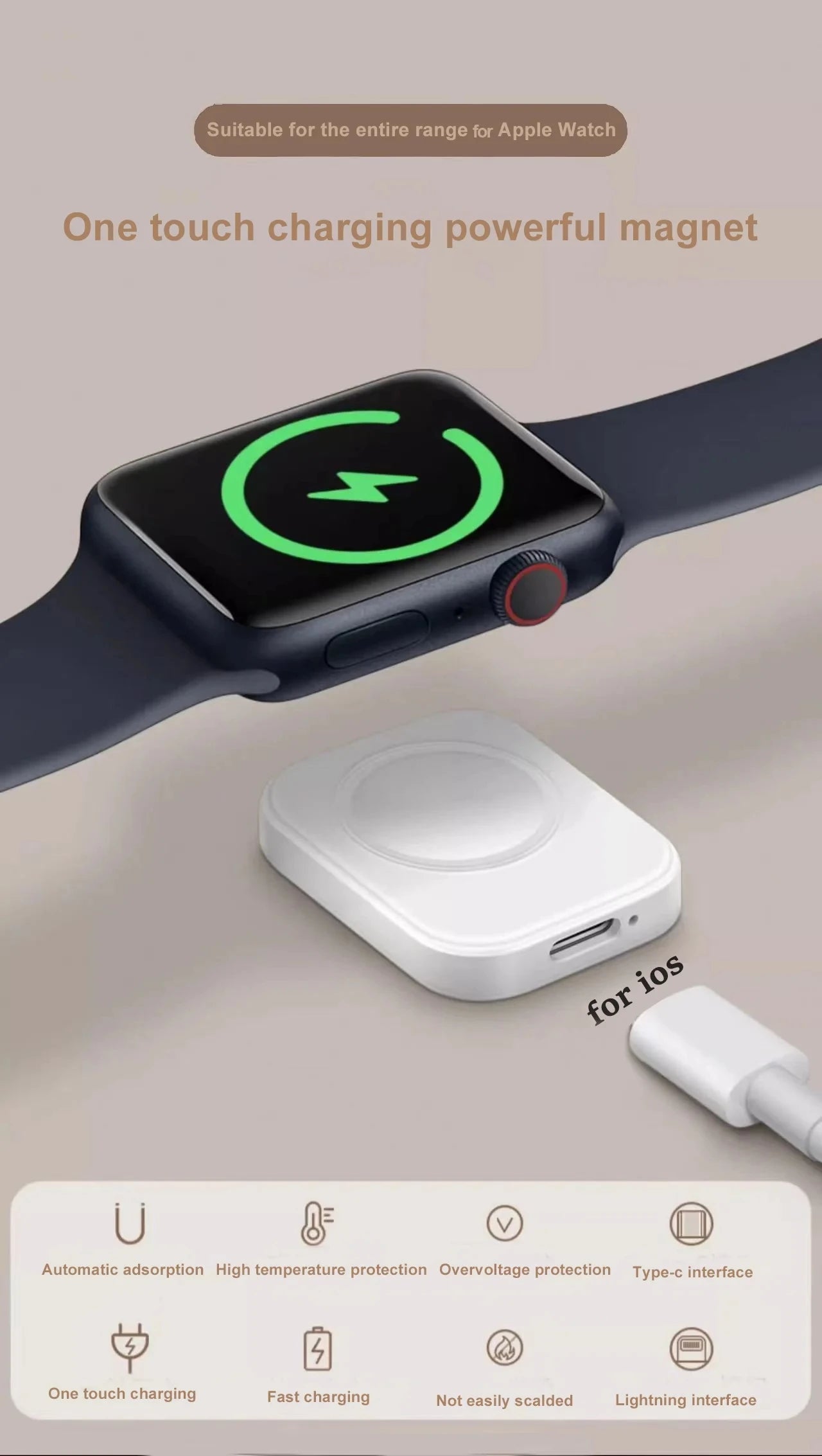 Charge in Style: Magnetic Wireless Charger for Apple Watch – Fast, Portable, Reliable!