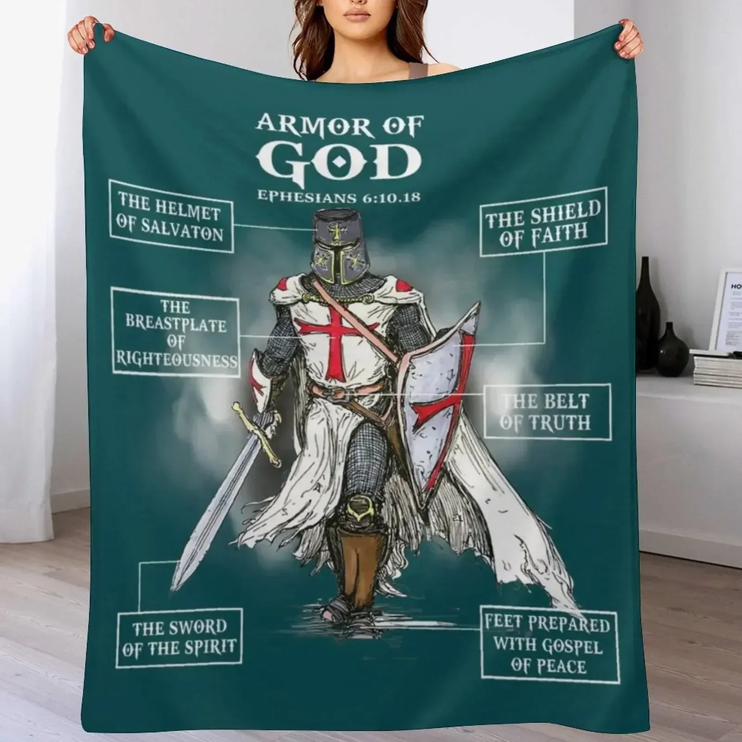 Armor of God Throw Blanket – Cozy, Inspirational, and Perfect for Any Occasion! ✝️✨