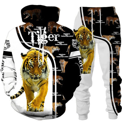 🔥 Bold 3D Tiger Printed Hoodie & Pants Set – Unleash Your Wild Side! 🐯