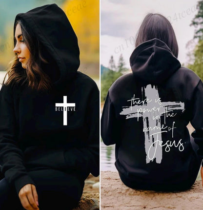 🔥 "There Is Power in the Name of Jesus" Christian Faith Hoodie – Unisex Graphic Sweatshirt for Women & Men!