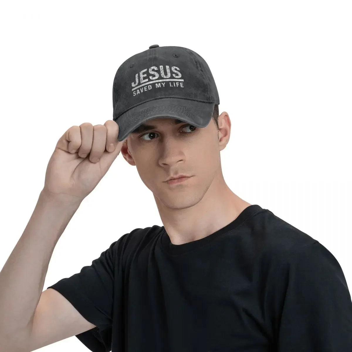 Jesus Saved My Life: Washed Cotton Ponytail Baseball Cap