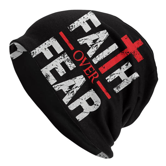 Faith Over Fear Jesus Christ Washed Thin Bonnet Windproof Street Skullies Beanies Men Women Hats