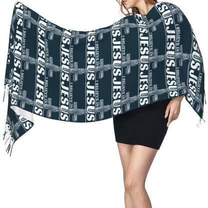 Stay Warm in Style: Jesus 'The Way, The Truth, The Life' Tassel Scarf