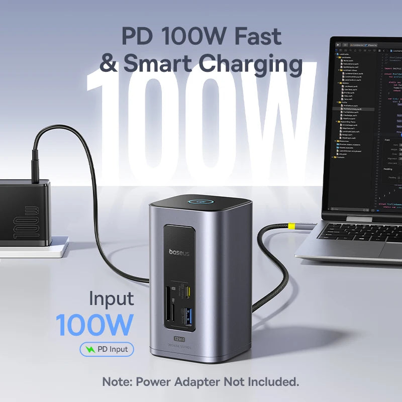 ⚡ Expand Your Power – Baseus 12-in-1 USB-C Hub with Dual 4K HDMI & 100W PD Docking Station