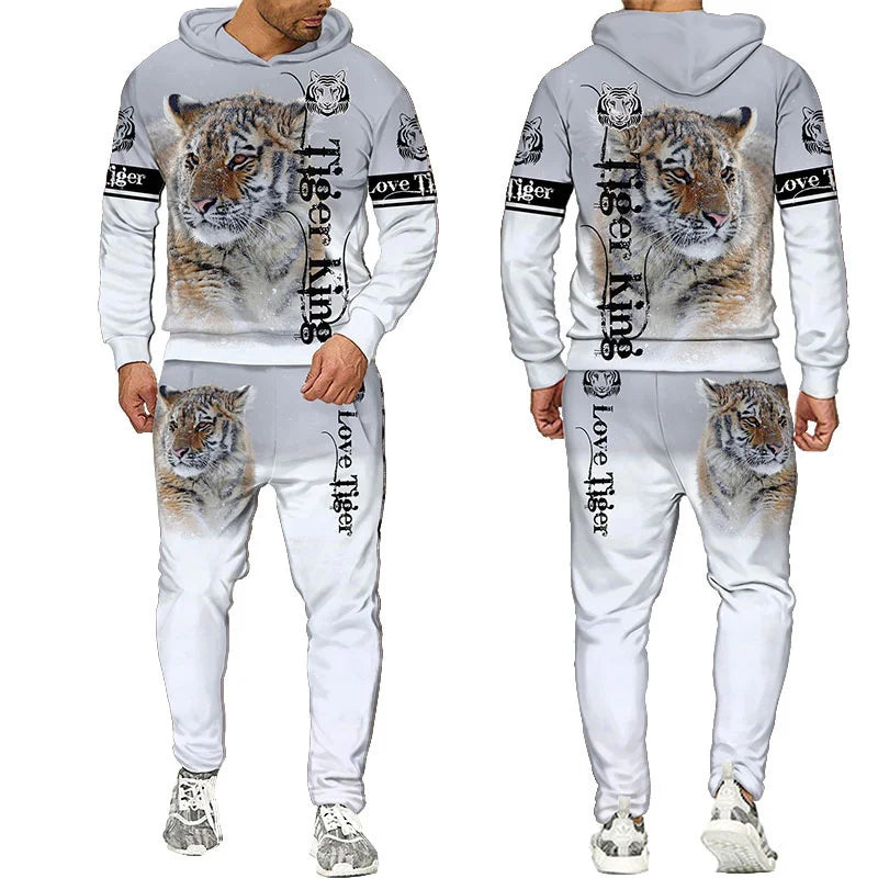 🔥 Bold 3D Tiger Printed Hoodie & Pants Set – Unleash Your Wild Side! 🐯