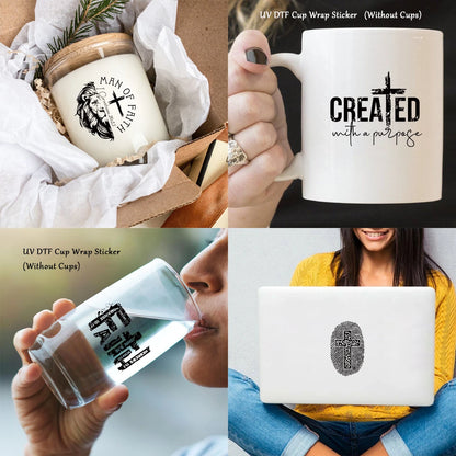 Faithful Style: Christian-Themed Waterproof Tumbler Stickers for DIY Inspiration 4pcs