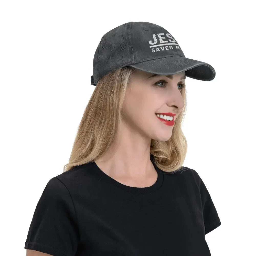 Jesus Saved My Life: Washed Cotton Ponytail Baseball Cap