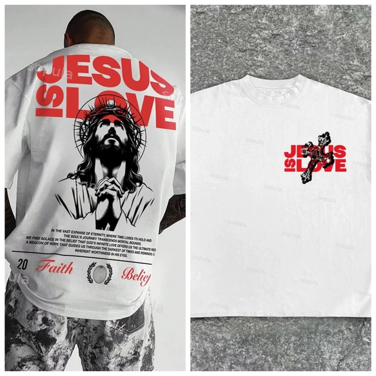 🔥 Wear the Message – “Jesus. God. Gospel. Love.” Cotton T-Shirt for Men & Women – Retro Y2K Streetwear Style