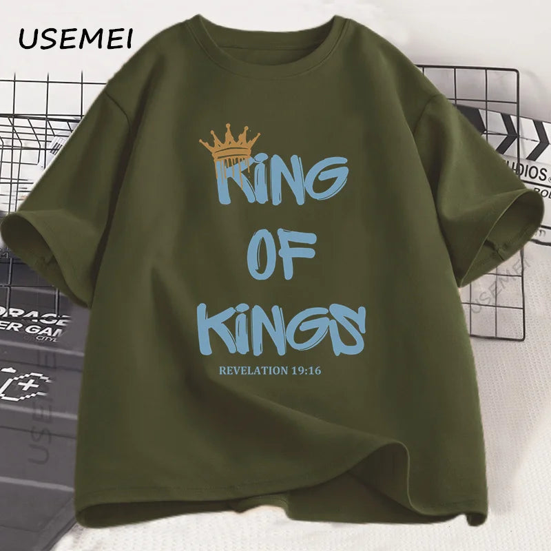 👑 Wear Your Faith Boldly – "King of Kings" Christian T-Shirt for Men & Women