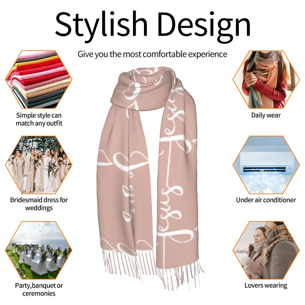 Stay Warm in Style: Jesus 'The Way, The Truth, The Life' Tassel Scarf