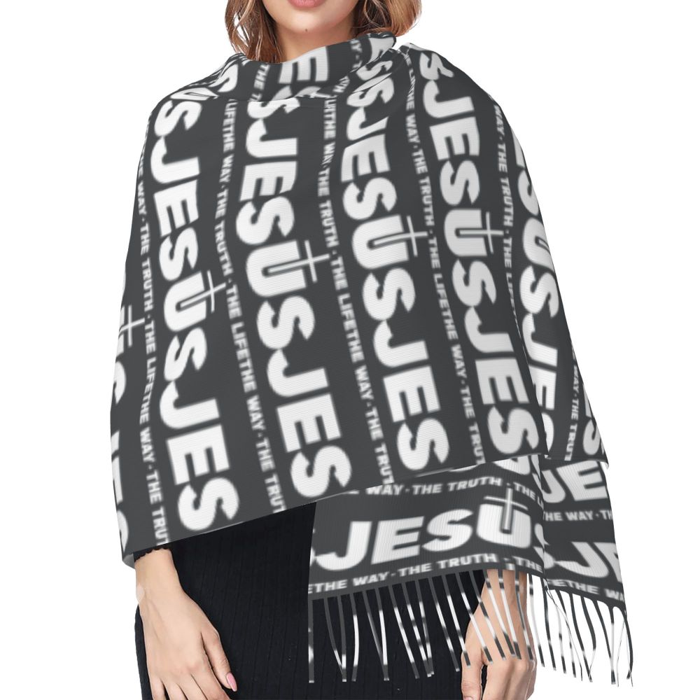 Stay Warm in Style: Jesus 'The Way, The Truth, The Life' Tassel Scarf