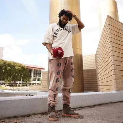 🔥 Royal Blue Kanye West Foam Letter Printed T-Shirt – Bold Streetwear Vibes!