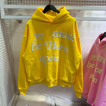 🔥 23FW "Ye Must Be Born Again" Oversized Hoodie – Iconic Streetwear Style!