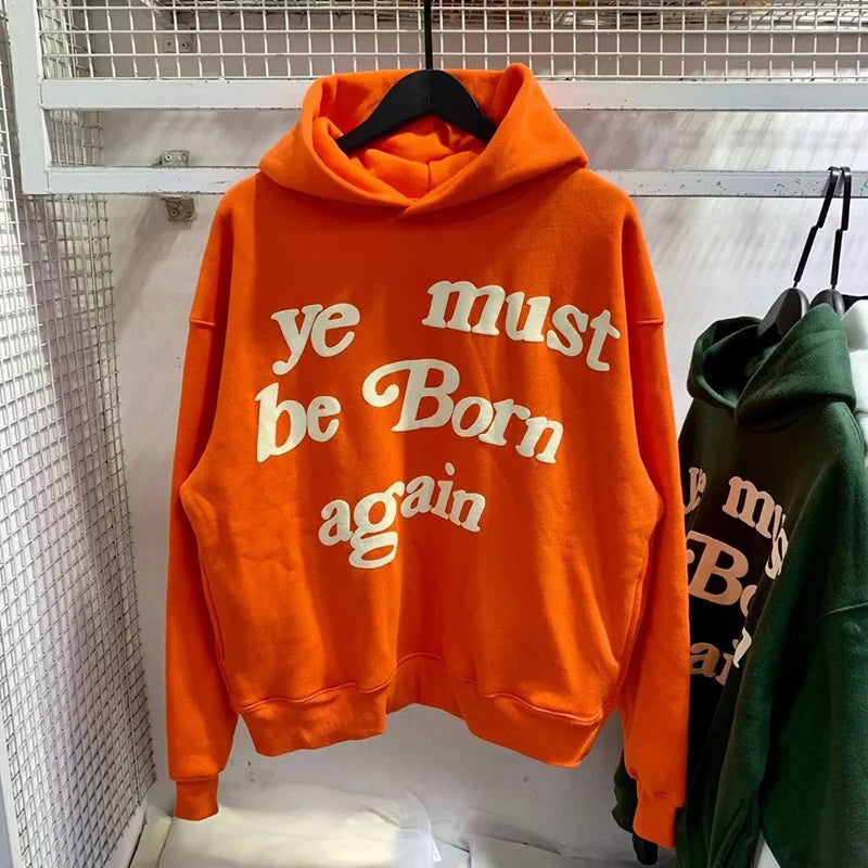 🔥 23FW "Ye Must Be Born Again" Oversized Hoodie – Iconic Streetwear Style!