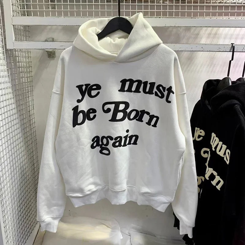 🔥 23FW "Ye Must Be Born Again" Oversized Hoodie – Iconic Streetwear Style!