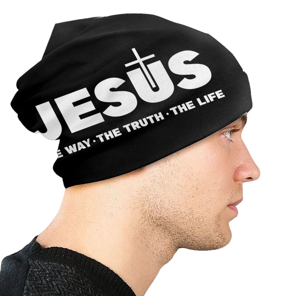 Custom Yeshua Jesus Christian Skullies Beanies Caps Unisex Winter Warm Knit Hat Adult Religion Faith Bonnet Hats Outdoor Ski Cap