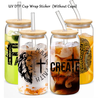 Faithful Style: Christian-Themed Waterproof Tumbler Stickers for DIY Inspiration 4pcs