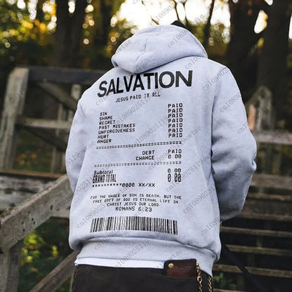 Jesus Paid It All Salvation Receipt Hoodie – Bold Faith in Streetwear Style!