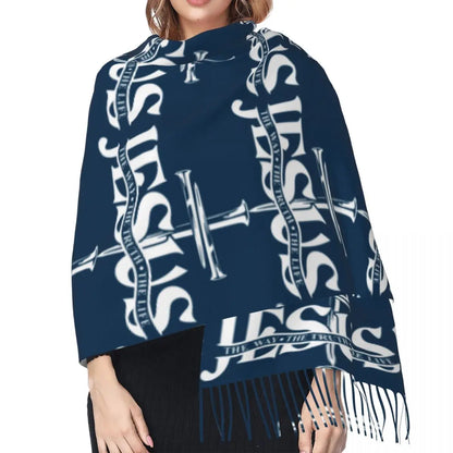 Stay Warm in Style: Jesus 'The Way, The Truth, The Life' Tassel Scarf