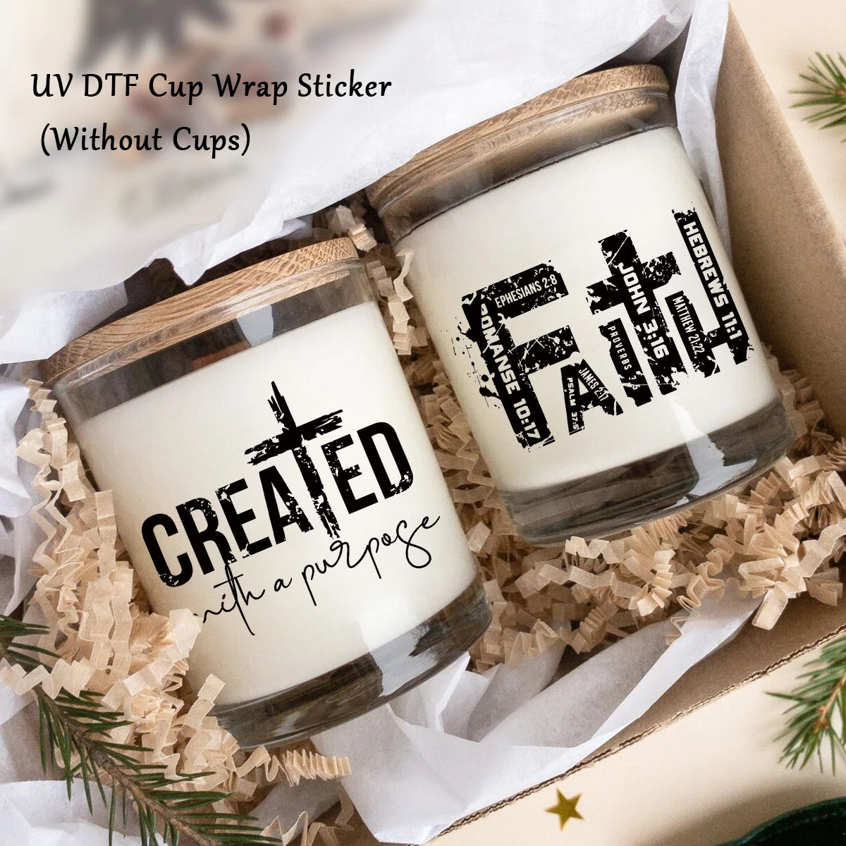 Faithful Style: Christian-Themed Waterproof Tumbler Stickers for DIY Inspiration 4pcs