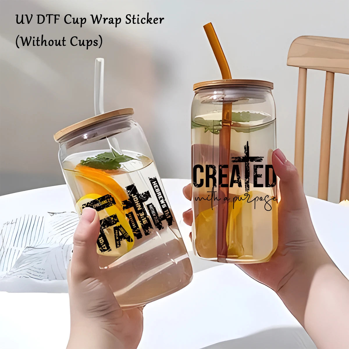 Faithful Style: Christian-Themed Waterproof Tumbler Stickers for DIY Inspiration 4pcs