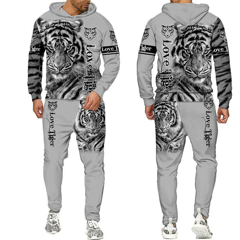 🔥 Bold 3D Tiger Printed Hoodie & Pants Set – Unleash Your Wild Side! 🐯