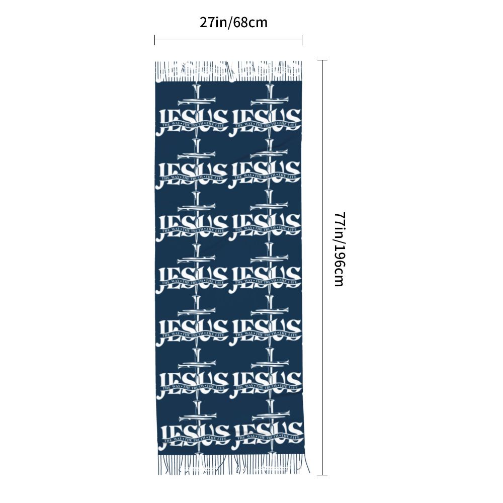 Stay Warm in Style: Jesus 'The Way, The Truth, The Life' Tassel Scarf