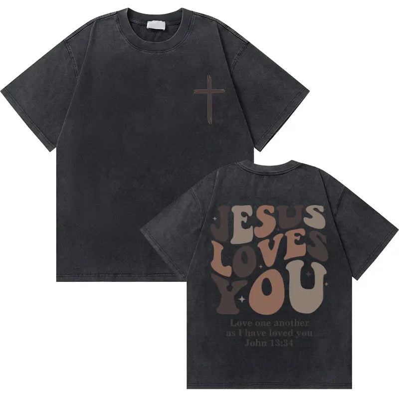 🔥 Washed Vintage “God Loves You” Tee – The Good News You Can Wear!