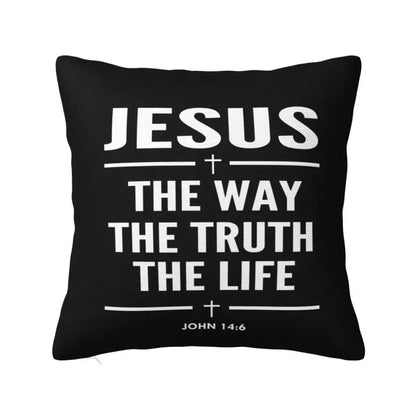 Modern Faith Meets Home Comfort: Jesus 'The Way, The Truth, The Life' Cushion Cover