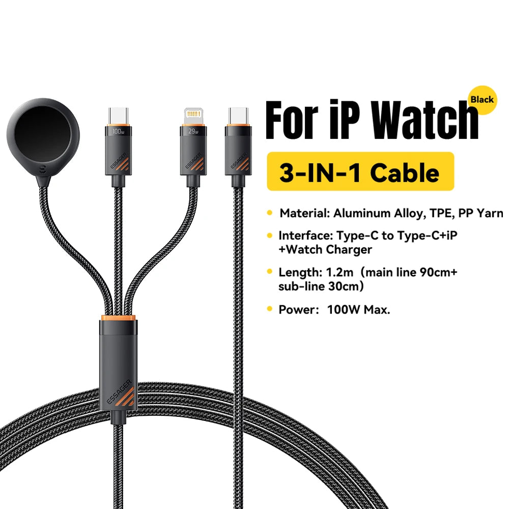 ⚡ One Cable to Rule Them All – Essager 3-in-1 100W Fast Charging Cable