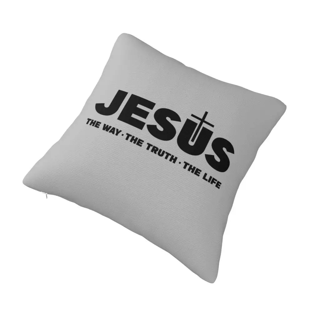 Modern Faith Meets Home Comfort: Jesus 'The Way, The Truth, The Life' Cushion Cover