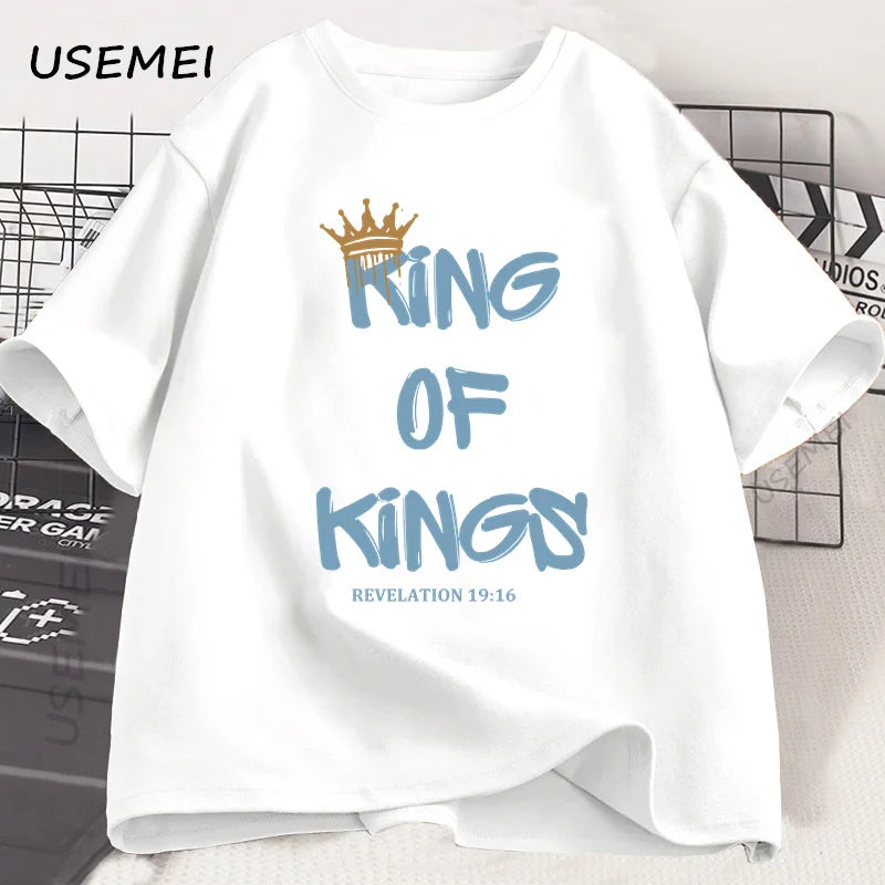 👑 Wear Your Faith Boldly – "King of Kings" Christian T-Shirt for Men & Women