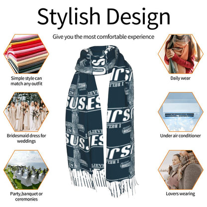 Stay Warm in Style: Jesus 'The Way, The Truth, The Life' Tassel Scarf