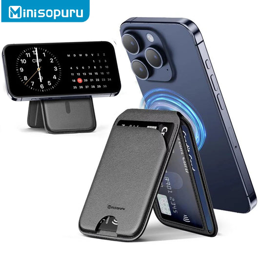 Magnetic Phone Wa🌟 Snap. Store. Stand. – The Slim Magnetic Wallet Every iPhone User Needs!llet Stand Lightweight Adjustable Leather Wallet Holder for iPhone 16 15 14 12 Series Magsafe Phone Card Holder