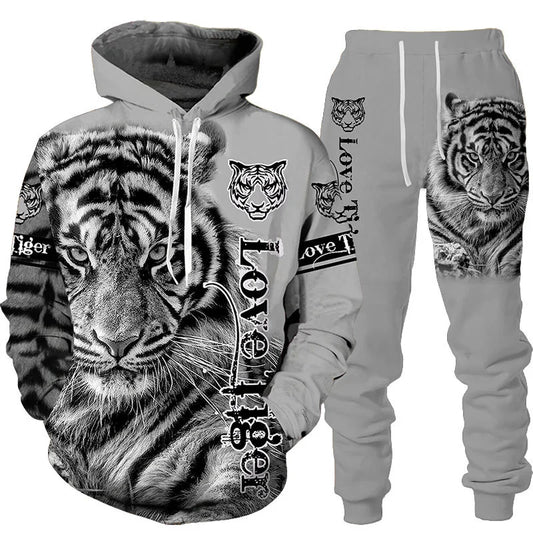 🔥 Bold 3D Tiger Printed Hoodie & Pants Set – Unleash Your Wild Side! 🐯