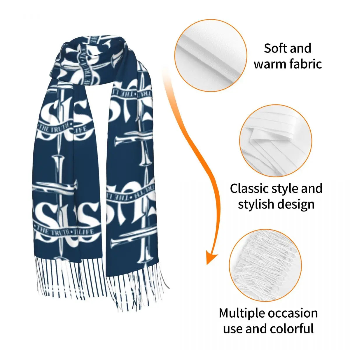 Stay Warm in Style: Jesus 'The Way, The Truth, The Life' Tassel Scarf