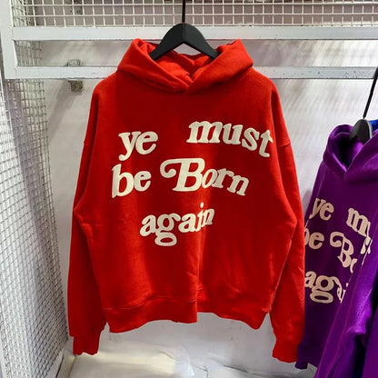 🔥 23FW "Ye Must Be Born Again" Oversized Hoodie – Iconic Streetwear Style!