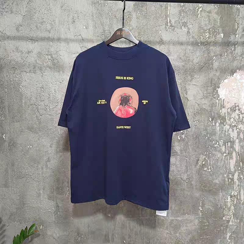 Kanye west T-shirt small round neck loose casual men's streetwear