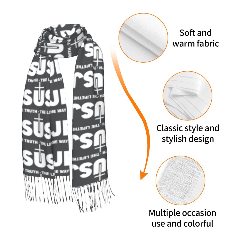 Stay Warm in Style: Jesus 'The Way, The Truth, The Life' Tassel Scarf