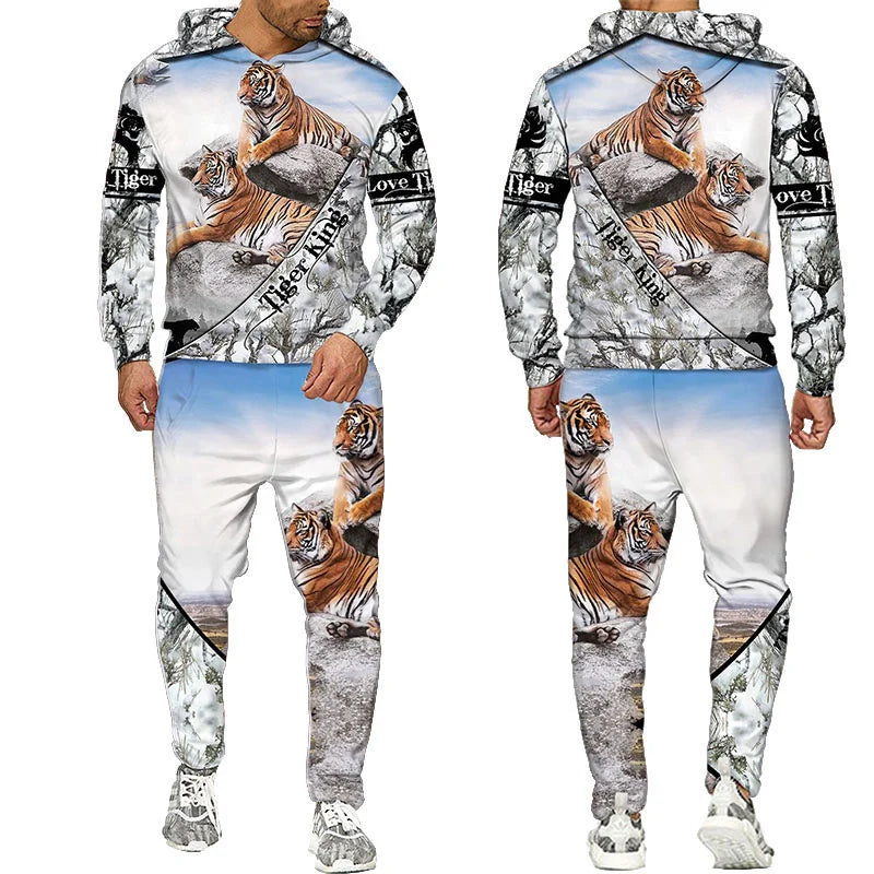 🔥 Bold 3D Tiger Printed Hoodie & Pants Set – Unleash Your Wild Side! 🐯