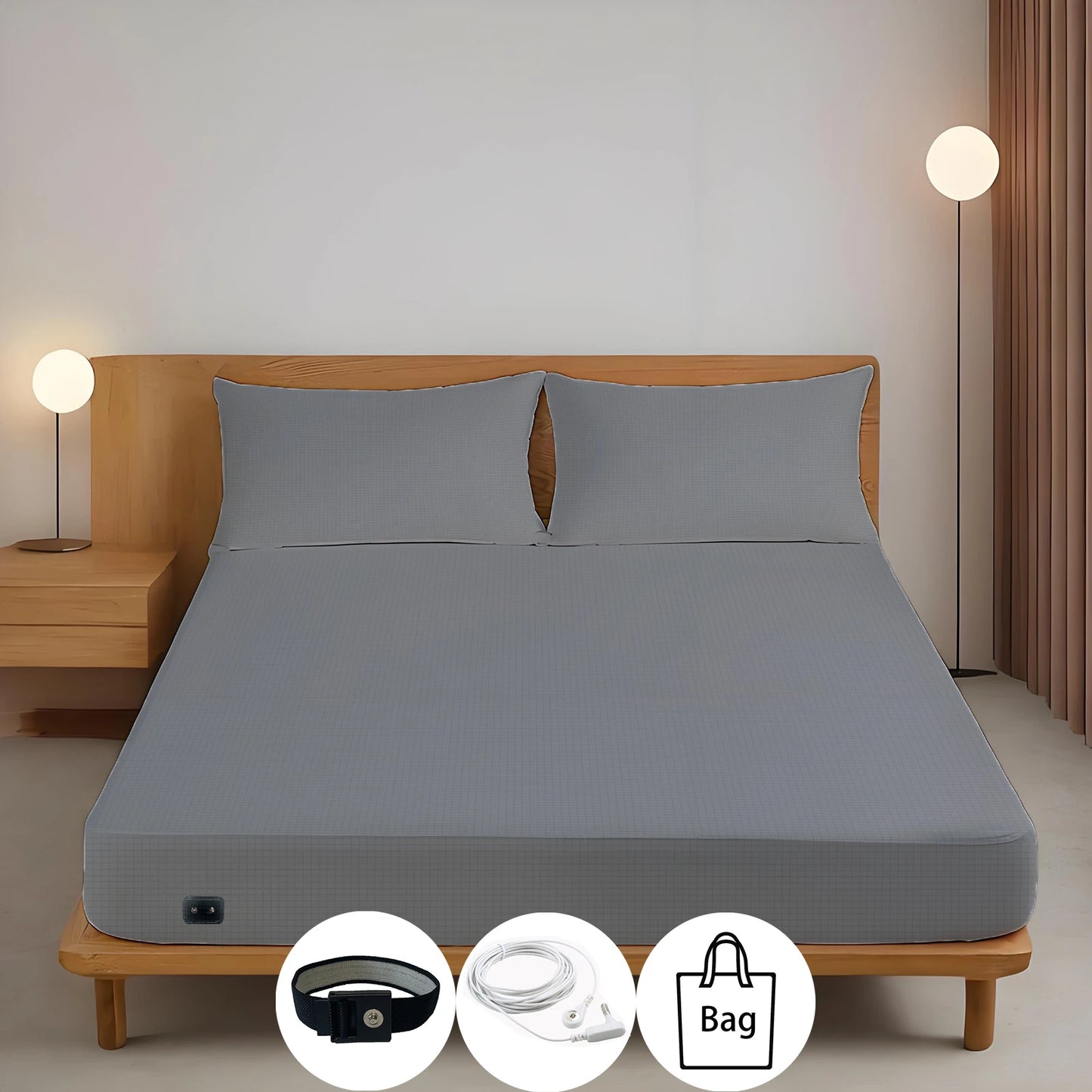⚡ Sleep Grounded, Live Energized – 10% Silver Fiber Earthing Fitted Bed Sheet