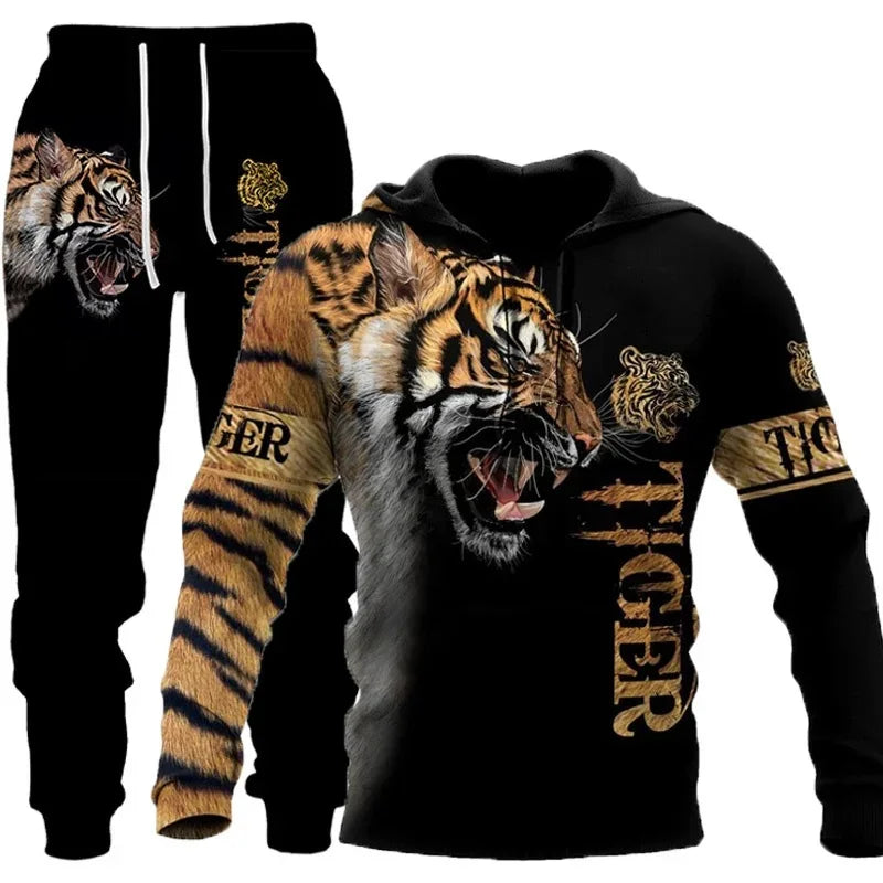 🔥 Bold 3D Tiger Printed Hoodie & Pants Set – Unleash Your Wild Side! 🐯