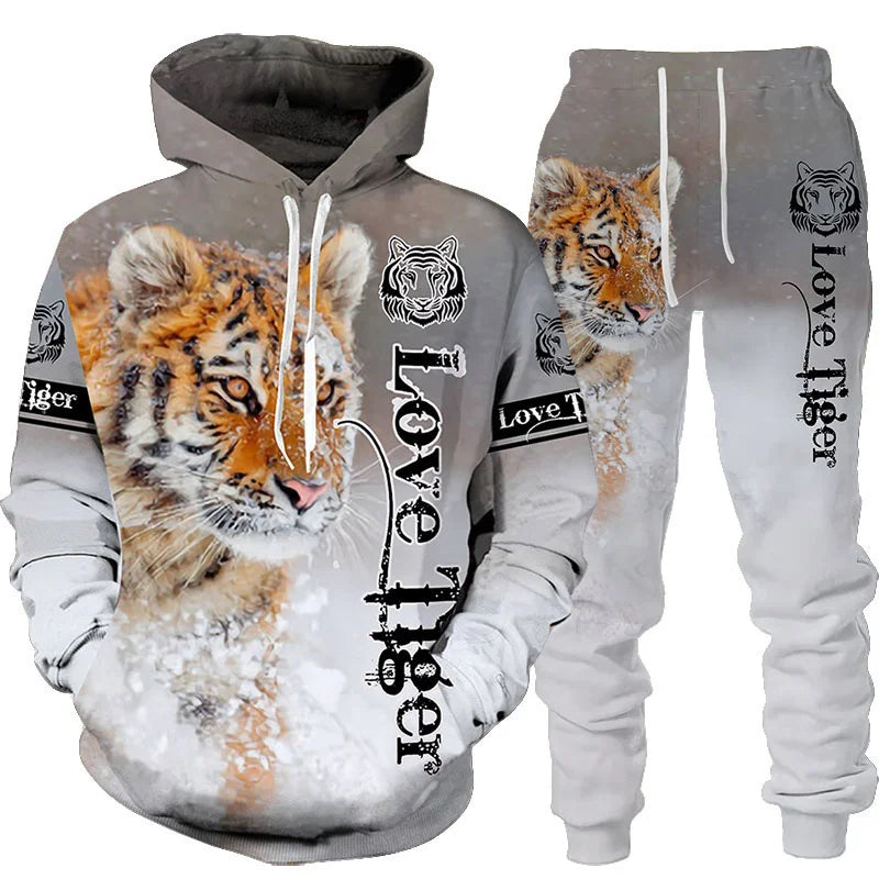 🔥 Bold 3D Tiger Printed Hoodie & Pants Set – Unleash Your Wild Side! 🐯