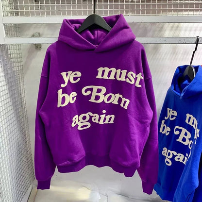 🔥 23FW "Ye Must Be Born Again" Oversized Hoodie – Iconic Streetwear Style!