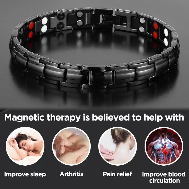 ✨ Women’s Wellness Magnetic Bracelet – Double Row Titanium Steel with Negative Ions & Germanium